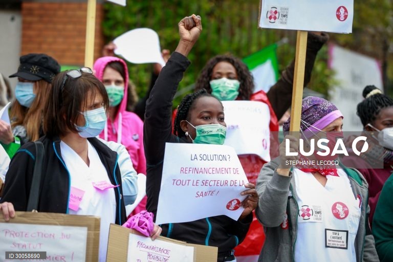 Covid-19: Protesto de pessoal médico em Bruxelas