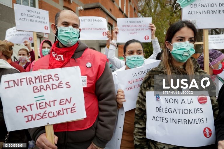 Covid-19: Protesto de pessoal médico em Bruxelas