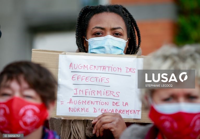 Covid-19: Protesto de pessoal médico em Bruxelas