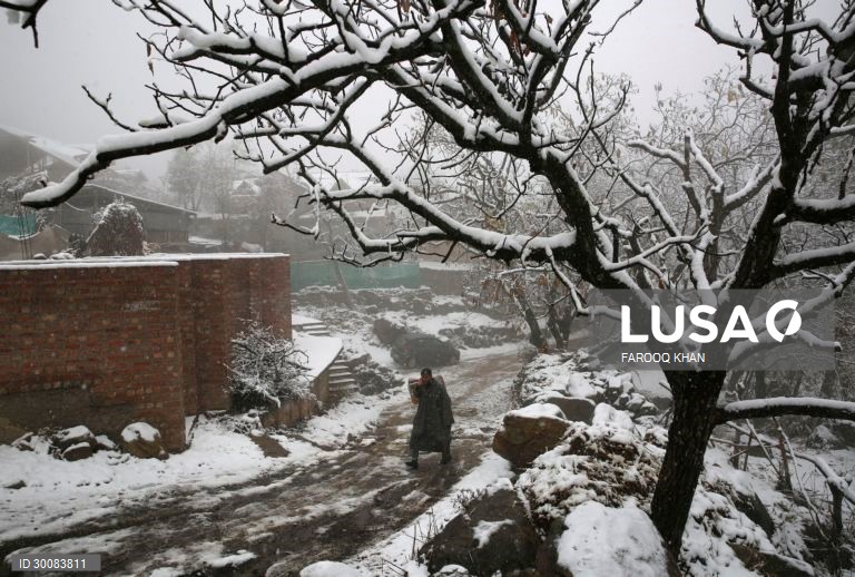 Índia: Primeiro nevão em Caxemira 