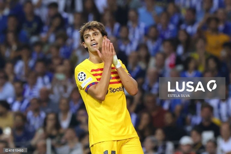 FC Barcelona's Joao Felix reacts during the UEFA Champions League Group H soccer match,  FC Porto vs FC Barcelona, at Dragao stadium, Porto, Portugal, 04 october 2023. ESTELA SILVA/LUSA