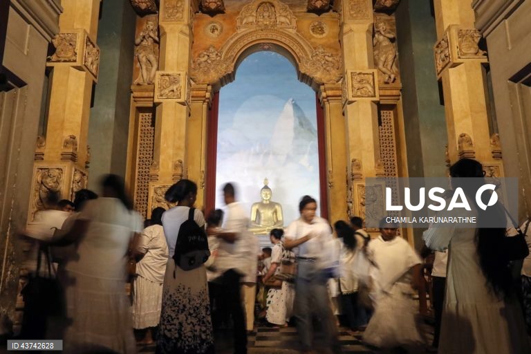 Sri Lanka: Fiéis budistas realizam rituais no dia de lua cheia em Colombo