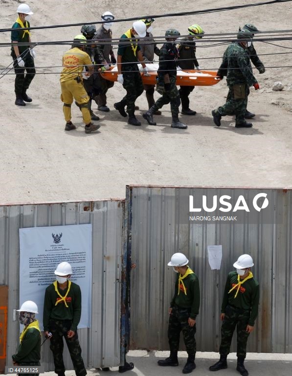 Equipas de salvamento procuram sobreviventes depois de terem sido detectados sinais de vida sob os escombros de um edifício que ruiu em Banguecoque, Tailândia. As equipas de salvamento detectaram sinais de vida sob os escombros de um edifício de 30 andares que ruiu na sequência dos tremores de um terramoto de magnitude 7,7 que atingiu Myanmar em 28 de março.