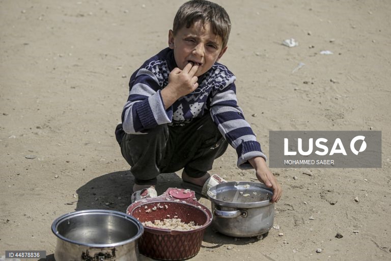 Palestina: Deslocados em Jabalia recebem alimentos