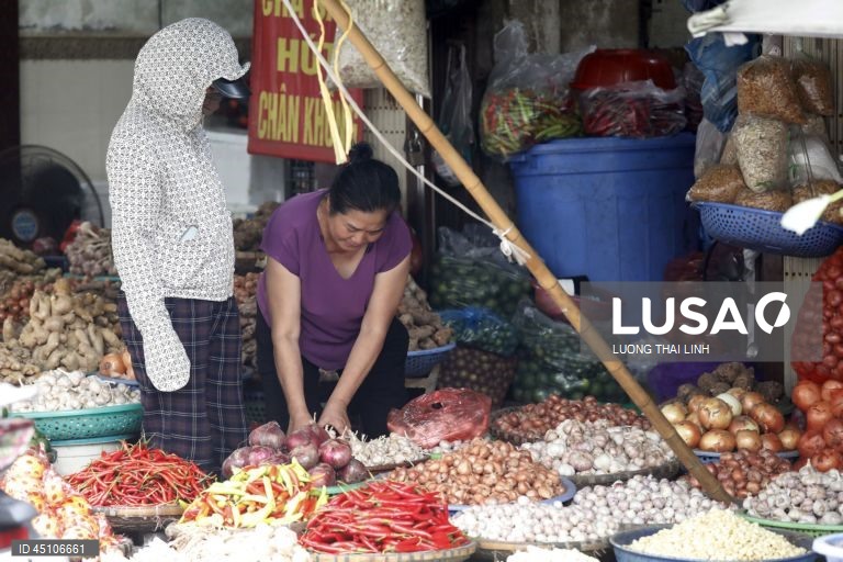 Vietname: Mercado tradicional em Hanoi