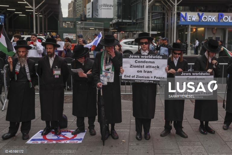 EUA: Judeus ultra-ortodoxos protestam em Nova Iorque contra o ataque de Israel ao Irão