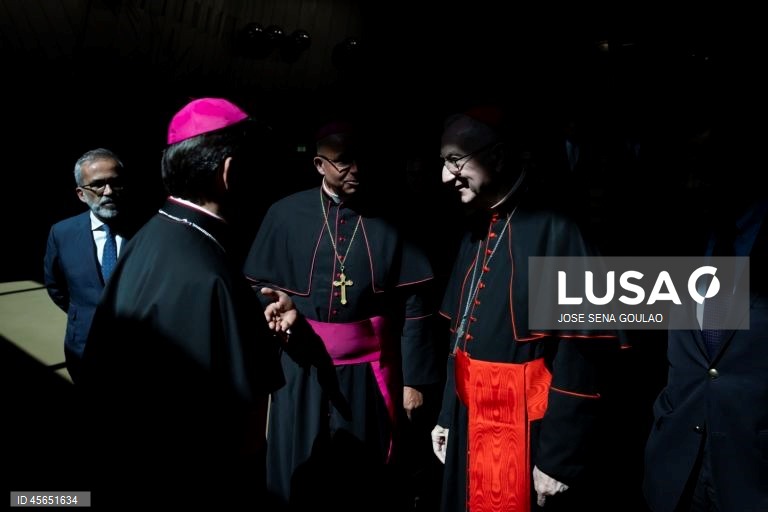 Secretário de Estado do Vaticano, Cardeal Pietro Parolin, durante a cerimónia de encerramento do compromisso do Jubileu com a cidade, na Fundação Calouste Gulbenkian, em Lisboa.