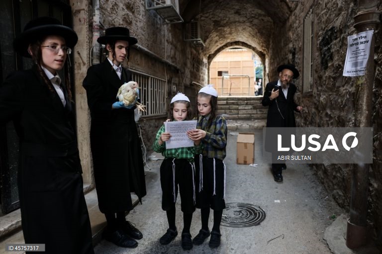 Israel: Ritual do Kapparot no bairro ultra-ortodoxo de Mea Shearim em Jerusalém