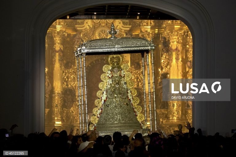 People attend the El Rocio pilgrimage in southern Spain
