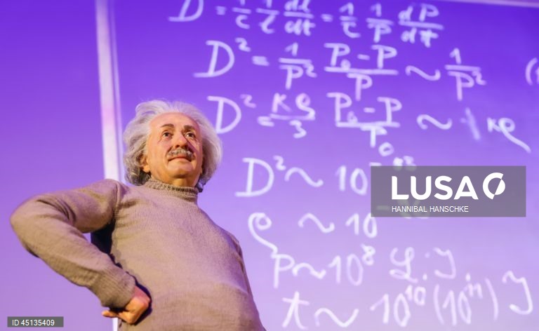 The wax figure of Albert Einstein stands on the stage of the Archenhold Observatory