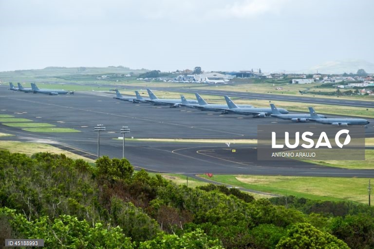 US Air Force station refueling planes on Azores island