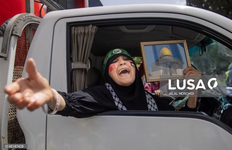 Protest march in support of the Palestinian people, in Rabat