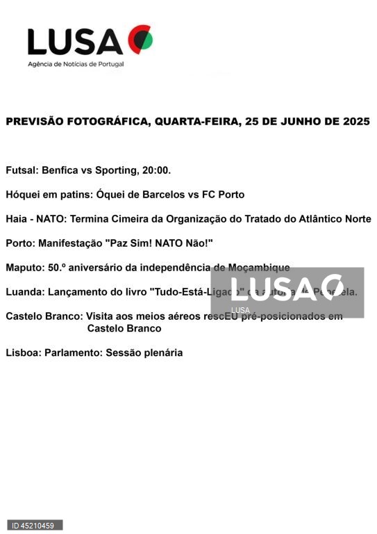 PREVISÃO FOTOGRÁFICA PARA DIA 25 JUNHO DE 2025