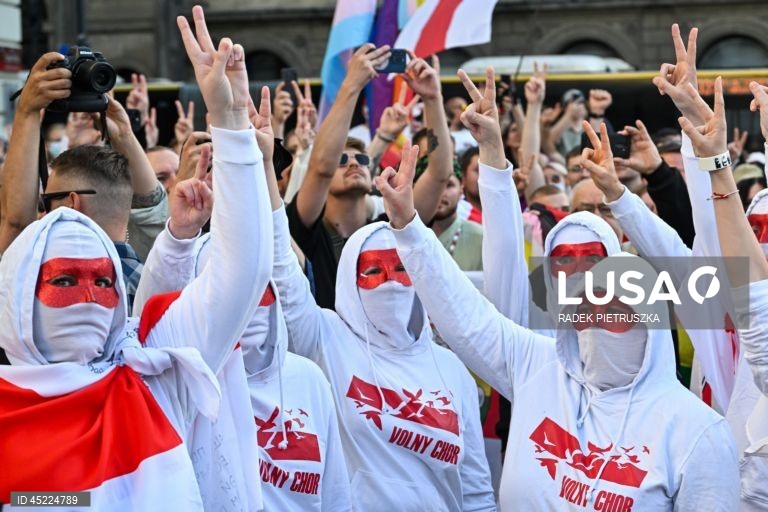 Political rally for the Belarusian opposition in Warsaw