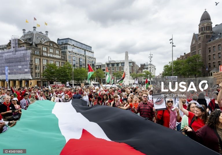 Pro-Palestinian demonstration against violence in Gaza in Amsterdam