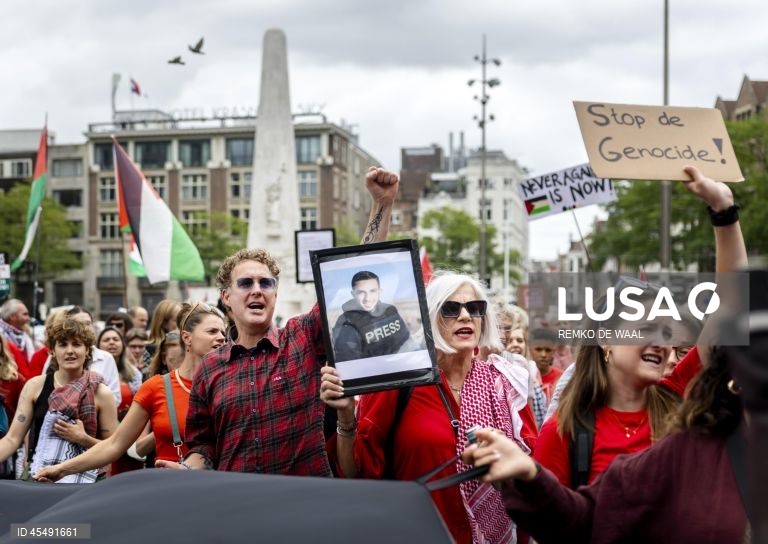 Pro-Palestinian demonstration against violence in Gaza in Amsterdam