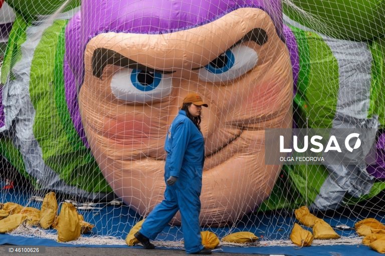 Thanksgiving Parade Balloons are inflated in New York