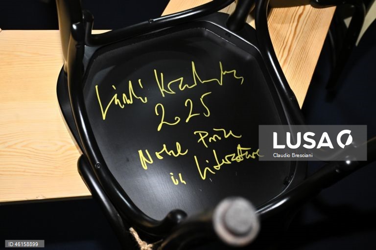 2025 Nobel laureates sign Nobel chairs in Stockholm