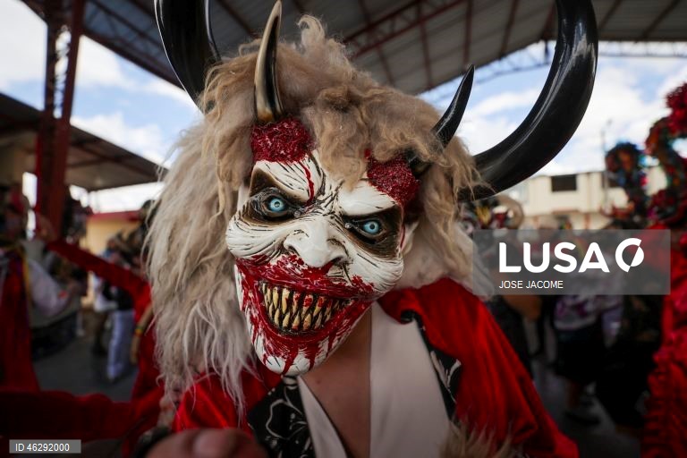 Thousands of devils parade in Diablada Pillarena on the streets of Pillaro in Ecuador