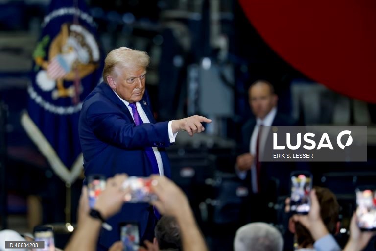 US President Donald Trump speaks at an economic event in Rome, Georgia