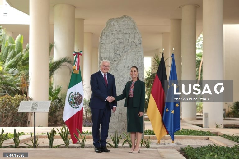 Sheinbaum welcomes German President Steinmeier to Cancun for trade and investment talks