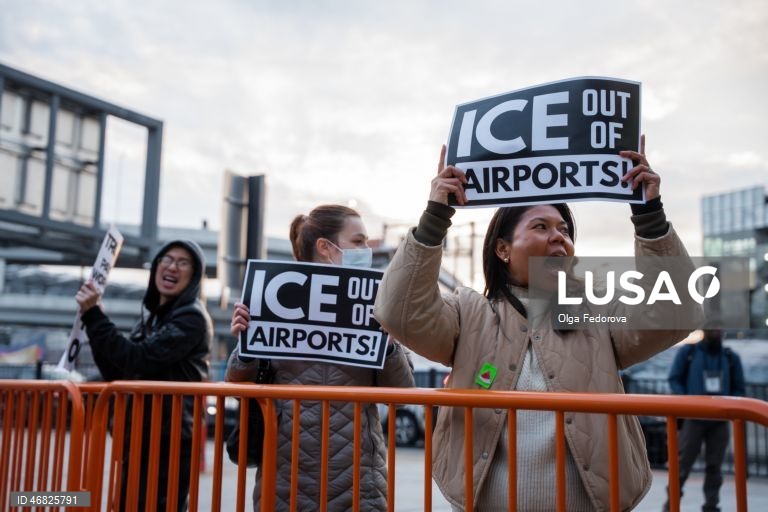 Protest against ICE deployment to airports amid DHS shutdown